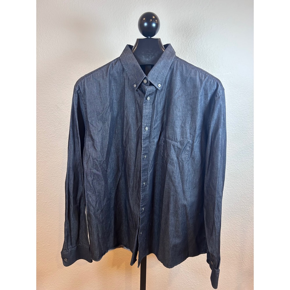 UNTUCKit Dumol Mens XXXL Dark Blue Cotton Button Down Shirt 41187 Regular Fit